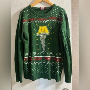 A Christmas Story Leg Lamp Ugly Christmas Sweater Green Holiday Men’s Size L